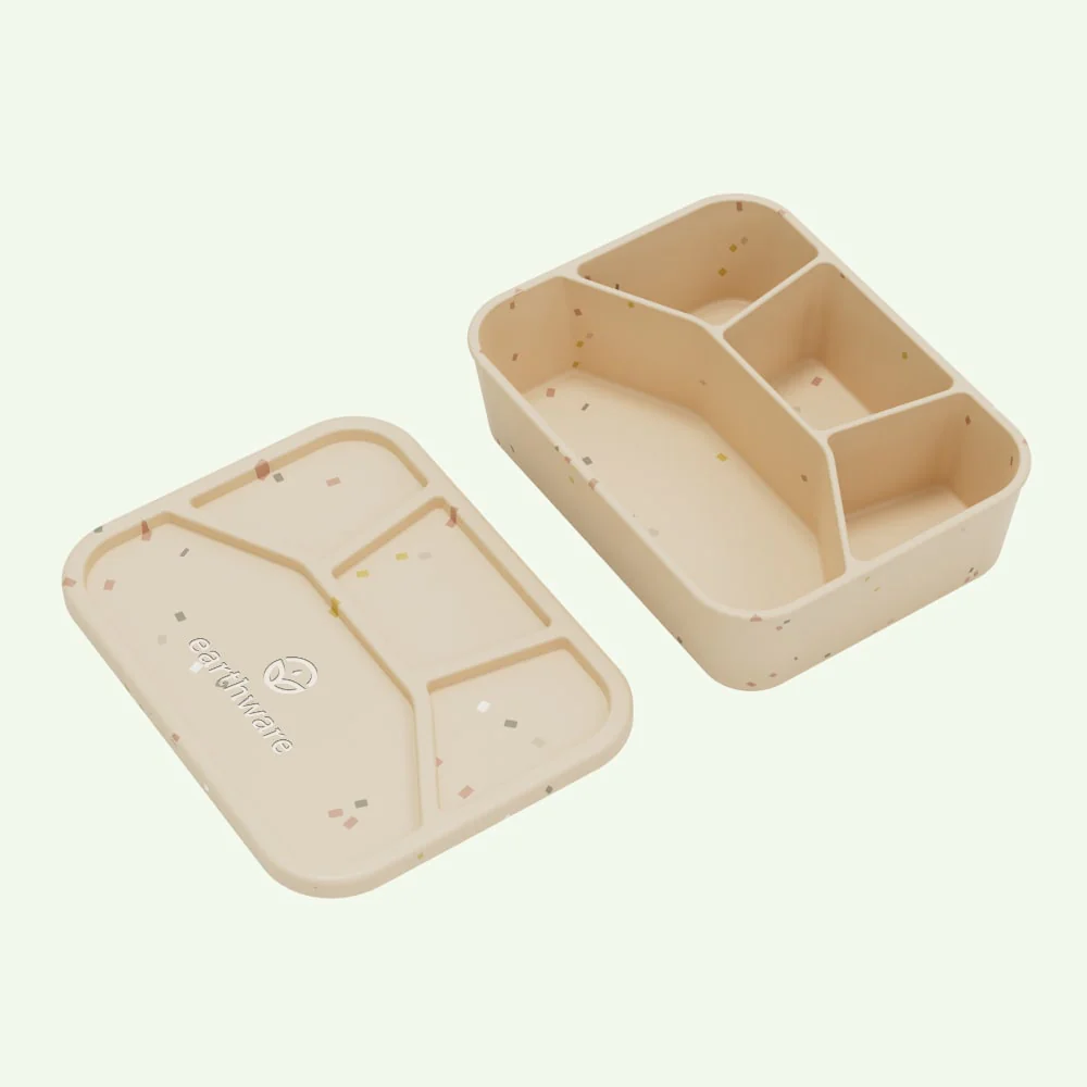 0D32D57E-971C-71A6-EF4B-BB0C7A809321.webp No-Tox Silicone Bento Lunch Box - 4 Compartments - Confetti Beige (1.2L) - Image 1