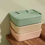 No-Tox Silicone Bento Lunch Box - 4 Compartments - Confetti Olive (1.2L) - Image 5