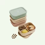 No-Tox Silicone Bento Lunch Box - 3 Compartments - Confetti Beige (715ml) - Image 3