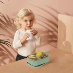 No-Tox Silicone Bento Lunch Box - 3 Compartments - Confetti Olive (715ml) - Image 10