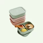 No-Tox Silicone Bento Lunch Box - 3 Compartments - Confetti Olive (715ml) - Image 3