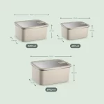 Stainless Steel Food Storage Container - Rectangle - 3 Pack - Image 3