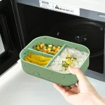 No-Tox Silicone Bento Lunch Box - 3 Compartments - Confetti Olive (715ml) - Image 8