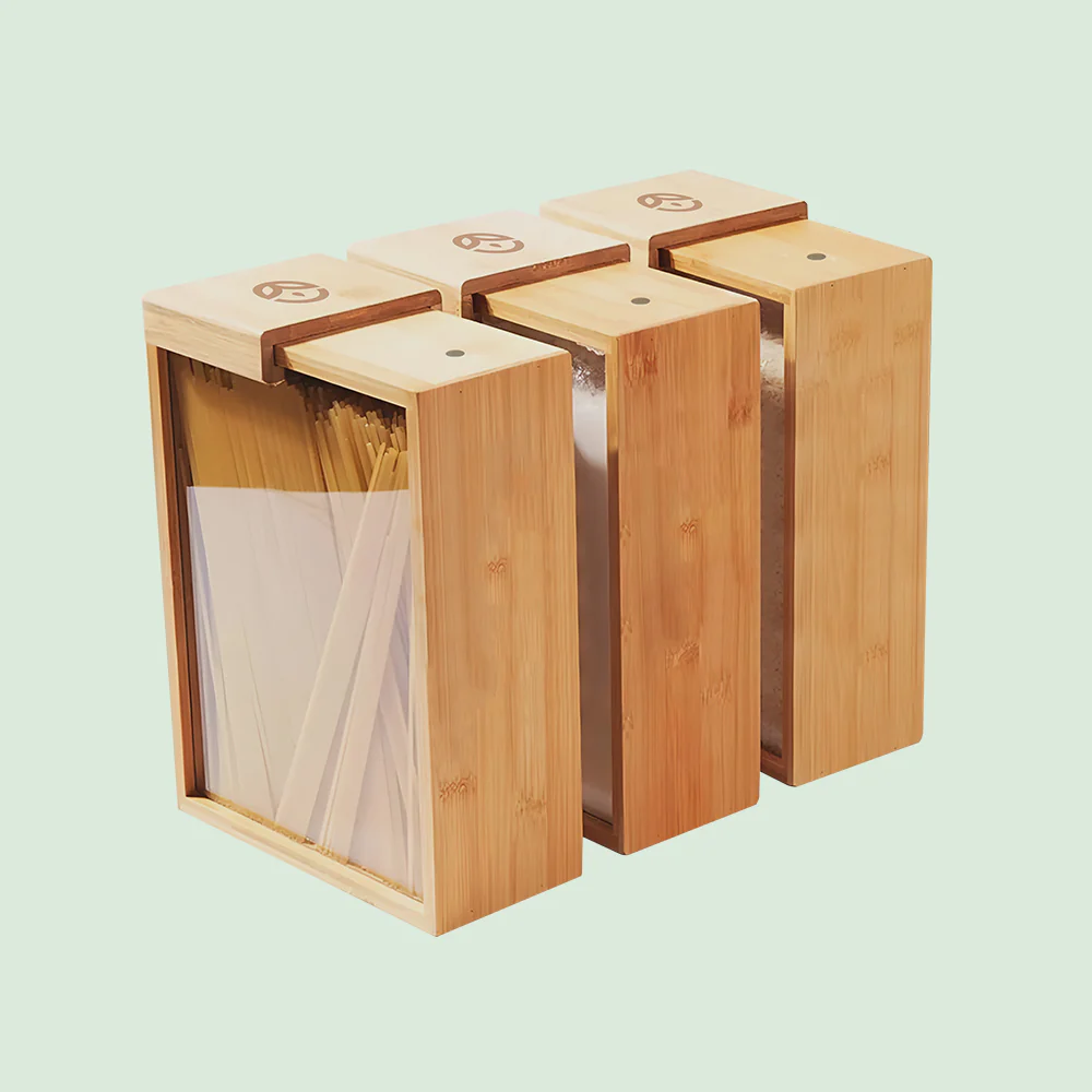 5BD67A91-4283-9C7C-B000-FF3F9D49AC74.webp Glass Bamboo Cereal & Dry Food Dispenser - 3 Pack - Image 1