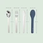 Stainless Steel 3 Piece Reusable Cutlery Set with Protective Silicone Sleeve - Blue - Image 3