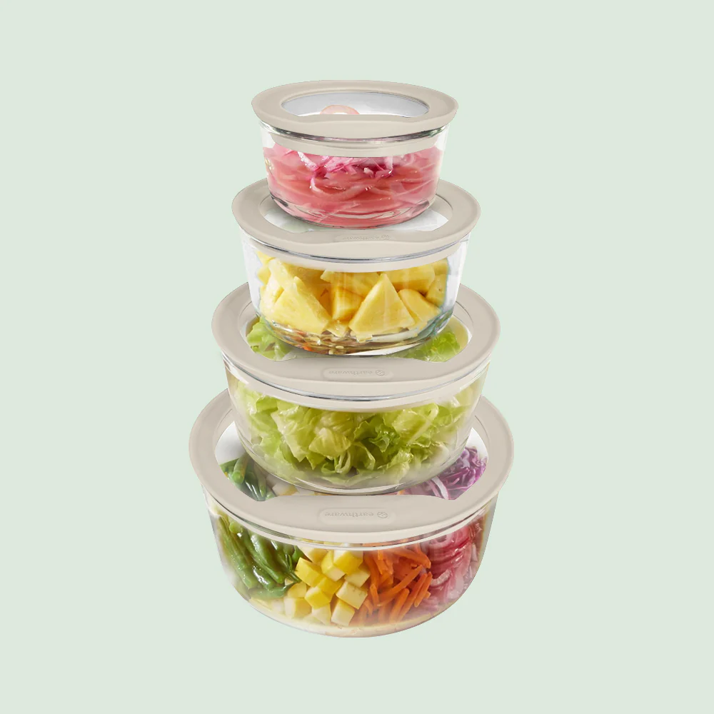 97BD79C0-9B52-04E3-9E90-CAF9319A76A1.webp Glass Food Storage Containers - Circle - 4 Pack - Image 1