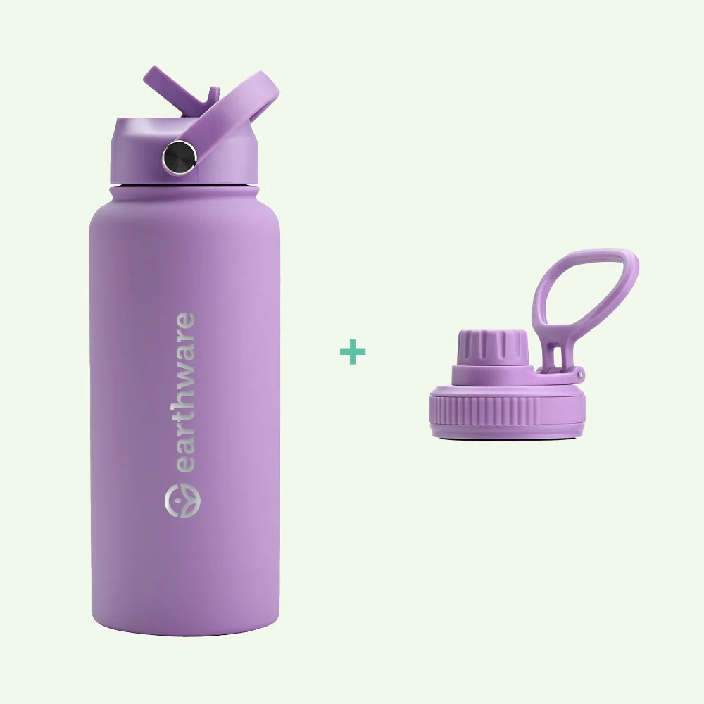 97D127B6-59EE-DBED-E3AB-005391469FF5.webp Earth Bottle Premium Insulated Water Bottle with 2 x Caps - Purple (1L) - Image 1