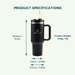 Earth Tumbler Premium Insulated Travel Cup - Black (1.2L) - Image 3
