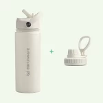 Earth Bottle Premium Insulated Water Bottle with 2 x Caps - Cream (550ml)