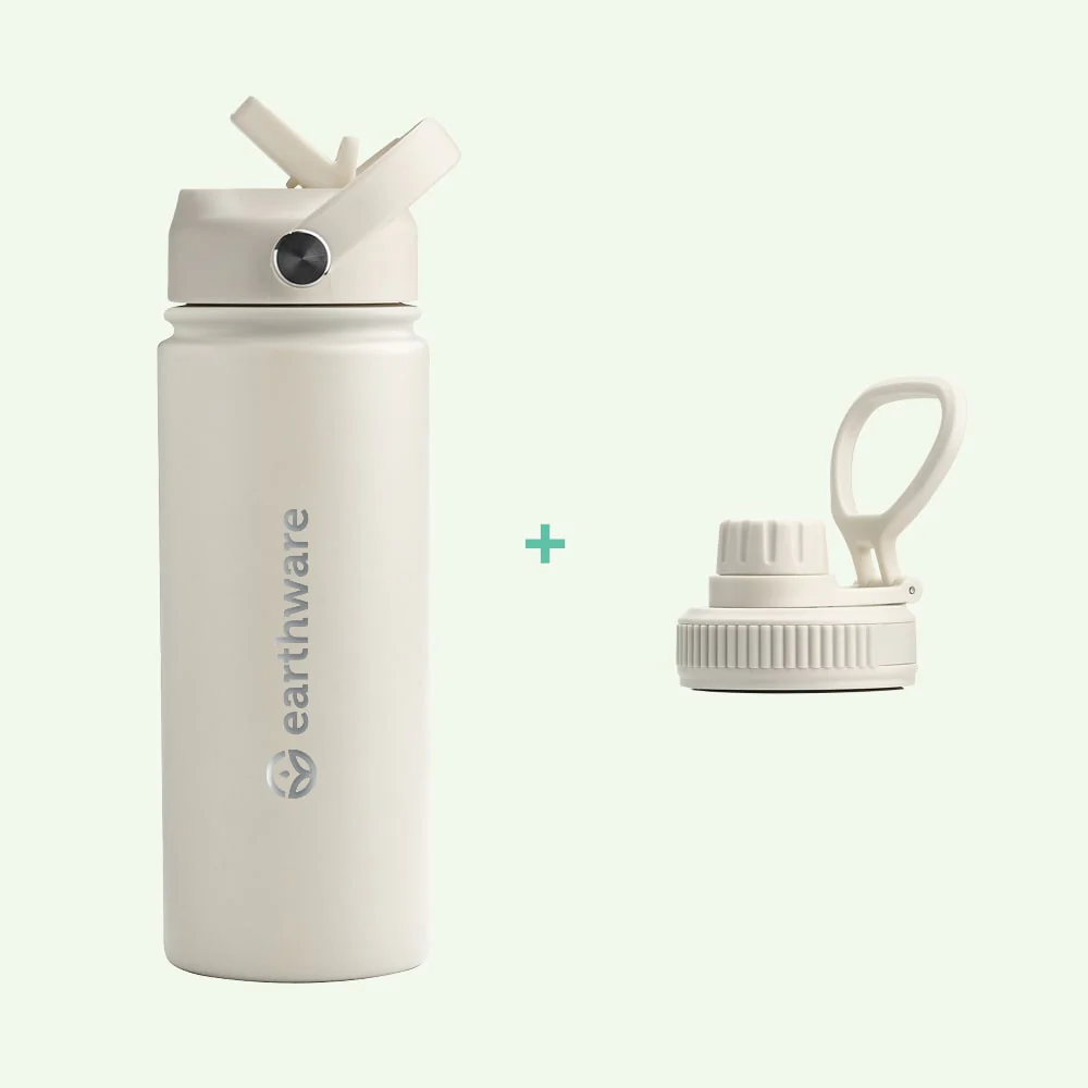 A02AA5B3-A5E7-63A6-9CE6-377EC8409E67.webp Earth Bottle Premium Insulated Water Bottle with 2 x Caps - Cream (550ml) - Image 1