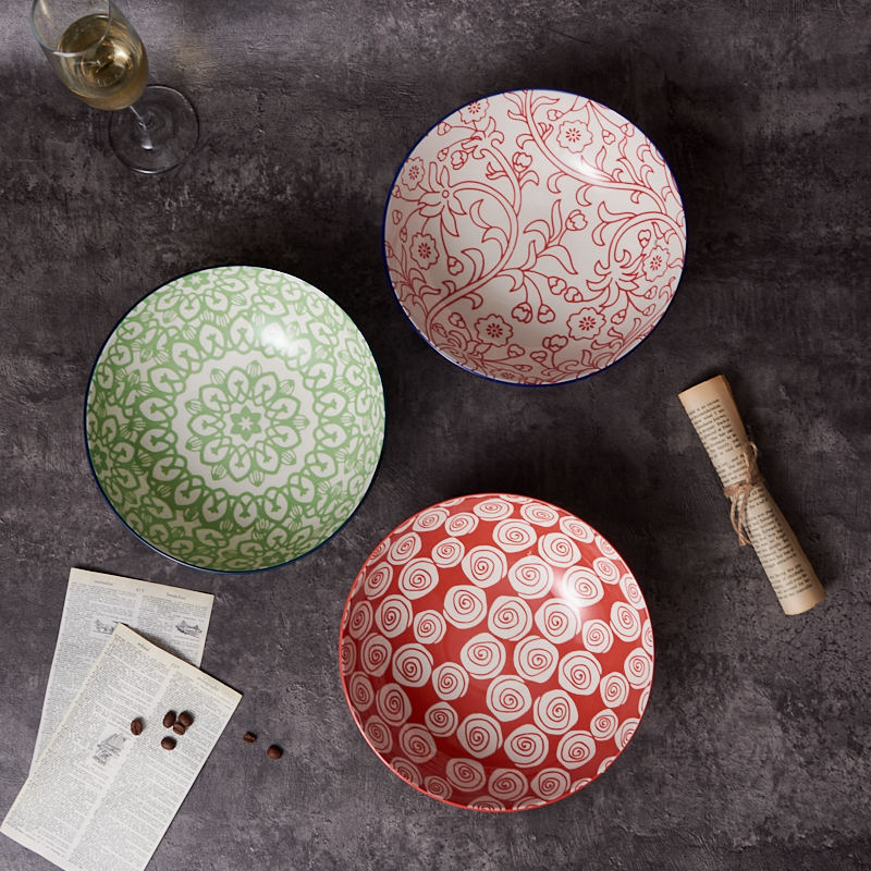 H13d2b5c1fa9b418a985c224349c4e056n Modern Style Ceramic Colorful Bowl Gift Set Porcelain Household Tableware Rice Serving Bowls for Home Dining Room and Parties - Image 1