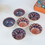 4.5-Inch Bohemian-Style Ceramic Bowl Set Microwave Heating Customizable Color Box Heat Resistant for Party Occasions
